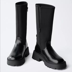 Zara Kids Black Knee-High Boots